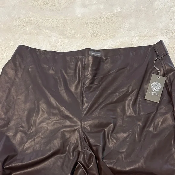 Vince Camuto Dark Brown Faux Leather Pants - Picture 2 of 6